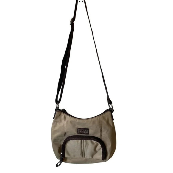 Nine & company 100% Nylon high-quality Crossbody purse Pockets Beige Brown - Picture 1 of 8